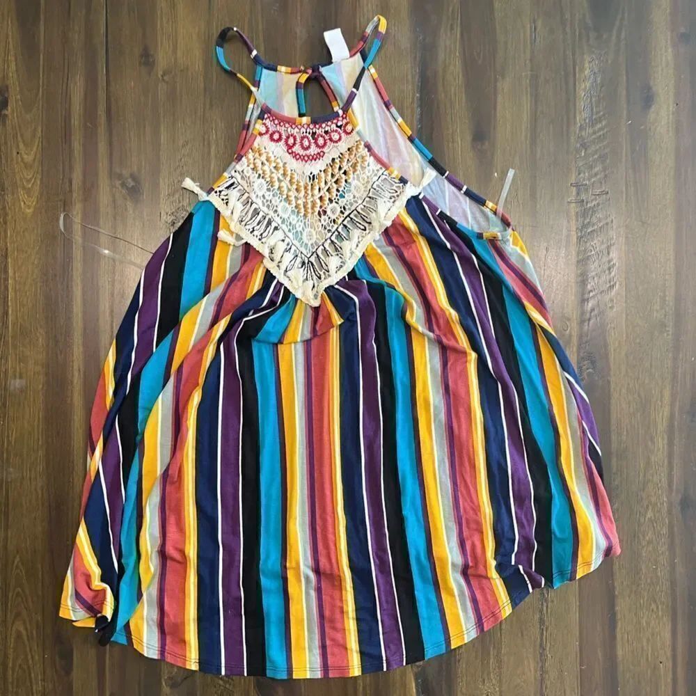 CY Boutique Multi Stripe Crochet Tank Top